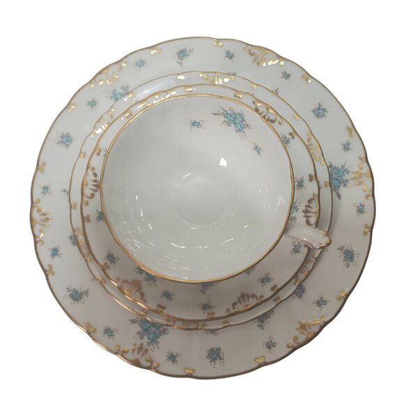 Royal Crown Derby A1216 “Kensington” 10-Piece Service for 2 • 1959 Forget me Not - Picture 5 of 9